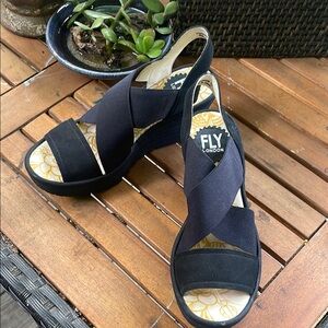 Fly London Black Wedge Shoes with Comfort Design